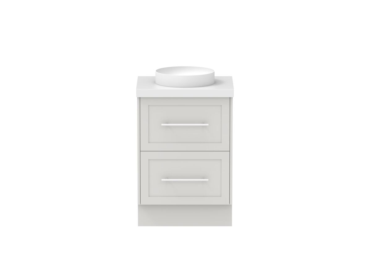 reece Kado Lux All Drawer 600mm Floor Mounted Vanity Centre Basin 50mm Cherry Pie Top