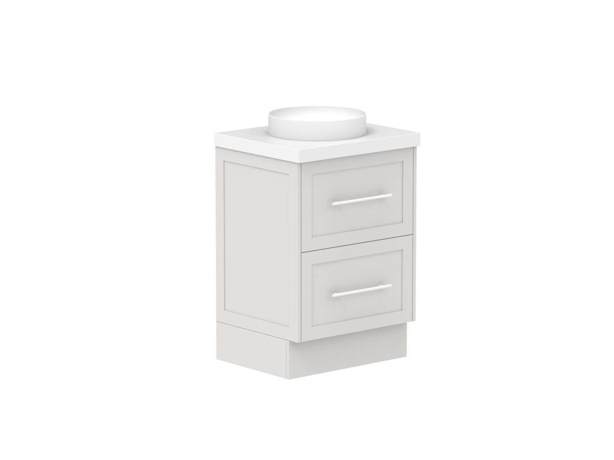 Reece Kado Lux All Drawer 600mm Floor Mounted Vanity Centre Basin 50mm Durasein Top
