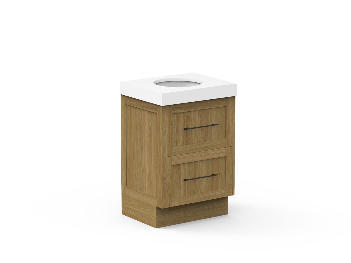 Reece Kado Lux All Drawer 600mm Floor Mounted Vanity Centre Basin 90mm Cherry Pie Top
