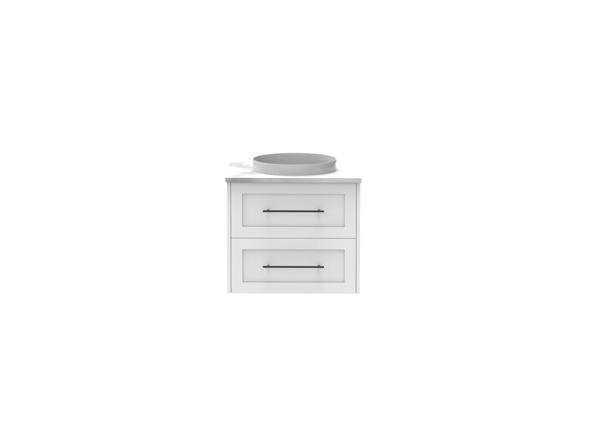 Reece Kado Lux All Drawer 600mm Wall Hung Vanity Centre Basin 20mm Cherry Pie Top