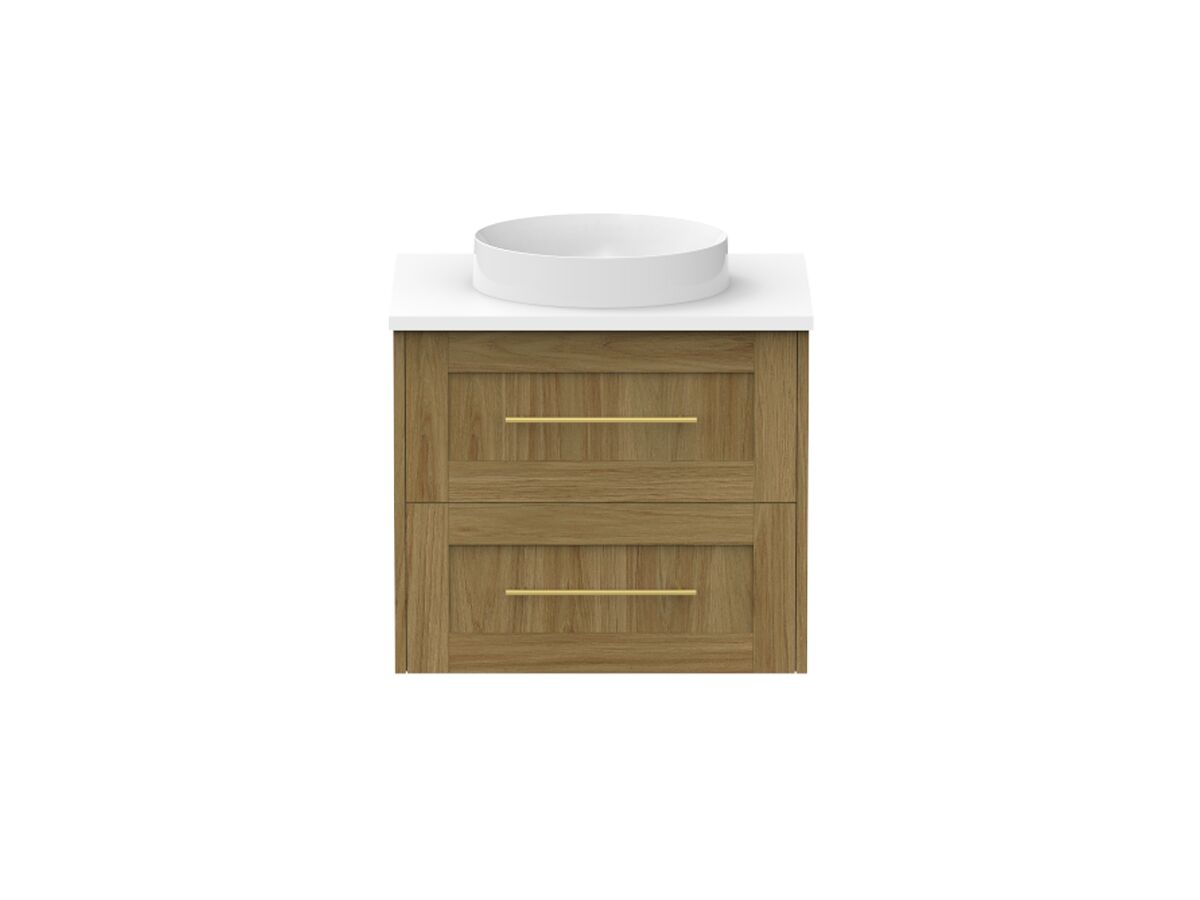 reece Kado Lux All Drawer 600mm Wall Hung Vanity Centre Basin 20mm Cherry Pie Top