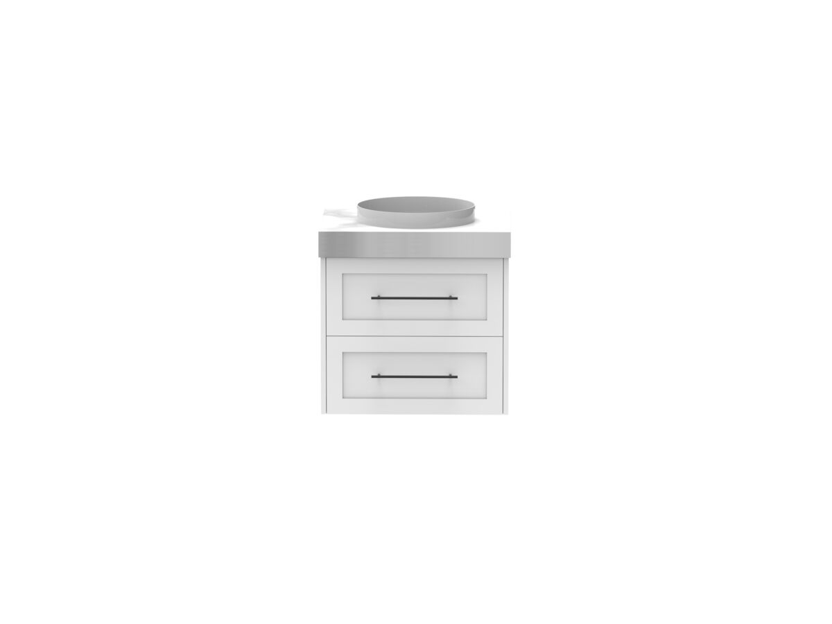 reece Kado Lux All Drawer 600mm Wall Hung Vanity Centre Basin 90mm Cherry Pie Top