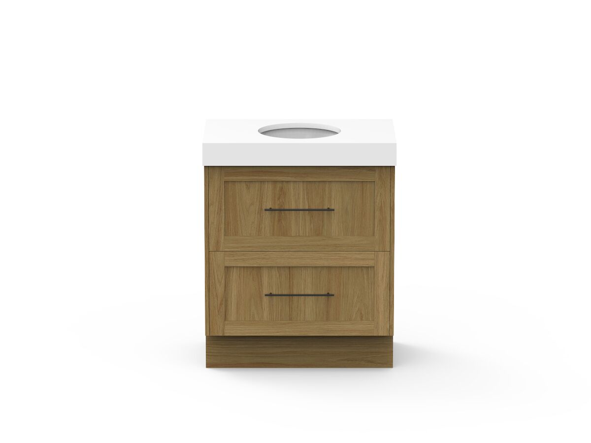reece Kado Lux All Drawer 750mm Floor Mounted Vanity Centre Basin 90mm Cherry Pie Top