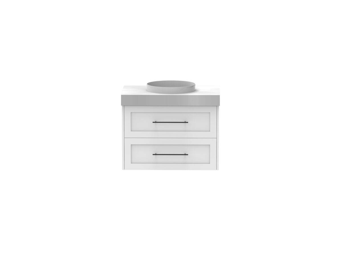 Reece Kado Lux All Drawer 750mm Wall Hung Vanity Centre Basin 90mm Cherry Pie Top