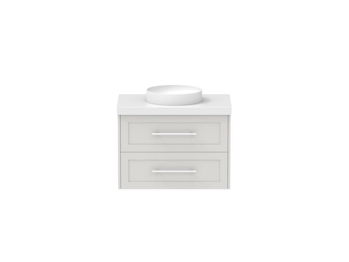reece Kado Lux All Drawer 750mm Wall Hung Vanity Centre Basin 50mm Cherry Pie Top