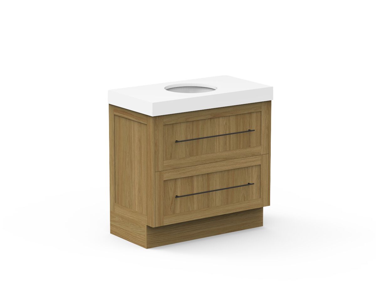 Reece Kado Lux All Drawer 900mm Floor Mounted Vanity Centre Basin 90mm Cherry Pie Top