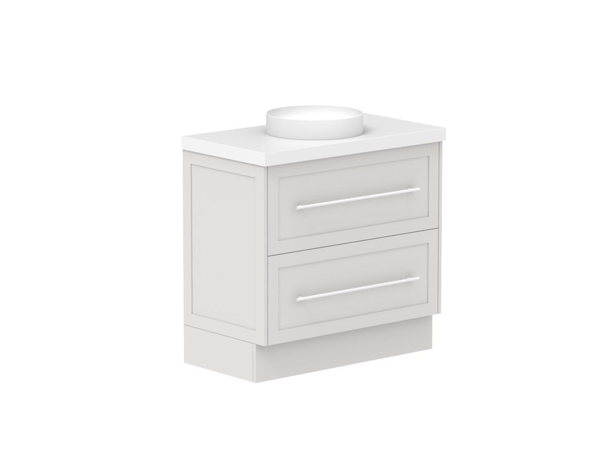 Reece Kado Lux All Drawer 900mm Floor Mounted Vanity Centre Basin 50mm Cherry Pie Top