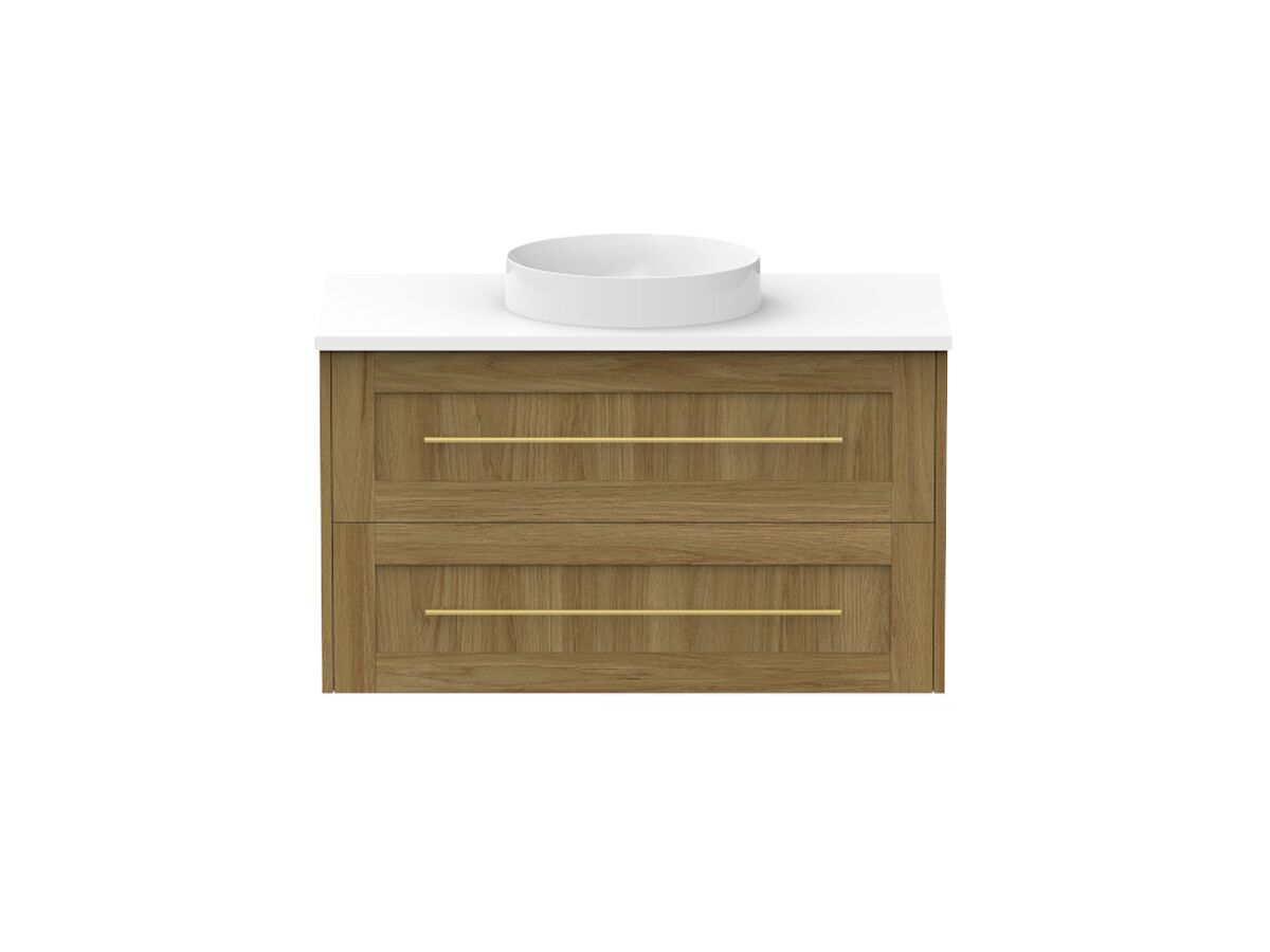 reece Kado Lux All Drawer 900mm Wall Hung Vanity Centre Basin 20mm Cherry Pie Top