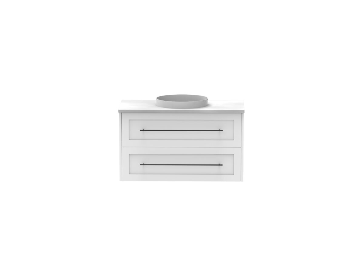 Reece Kado Lux All Drawer 900mm Wall Hung Vanity Centre Basin 20mm Cherry Pie Top
