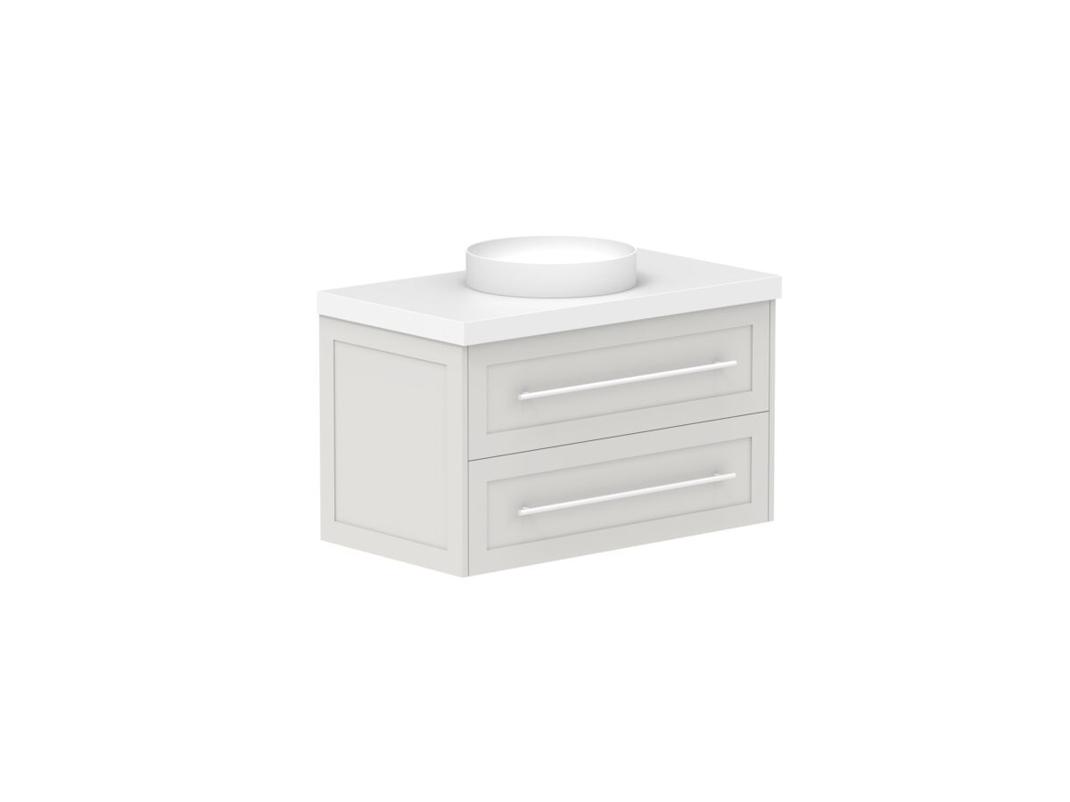 Reece Kado Lux All Drawer 900mm Wall Hung Vanity Centre Basin 50mm Cherry Pie Top