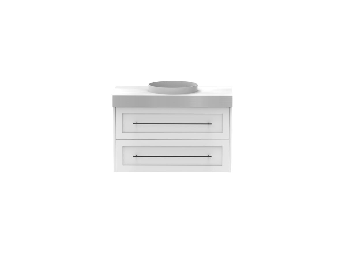 reece Kado Lux All Drawer 900mm Wall Hung Vanity Centre Basin 90mm Cherry Pie Top