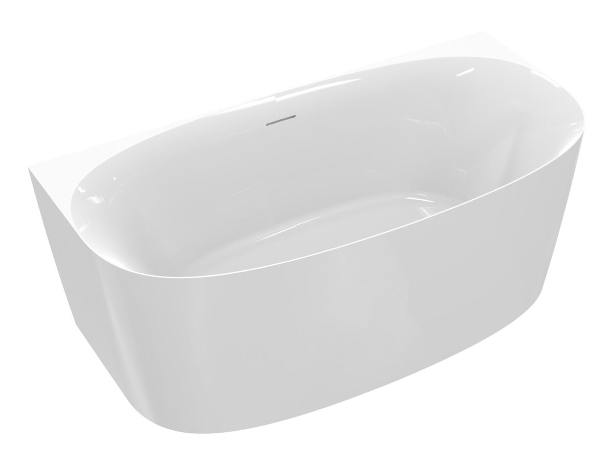 reece Kado Lux Back to Wall Bath 1500mm x 750mm x 580mm with Overflow Gloss White