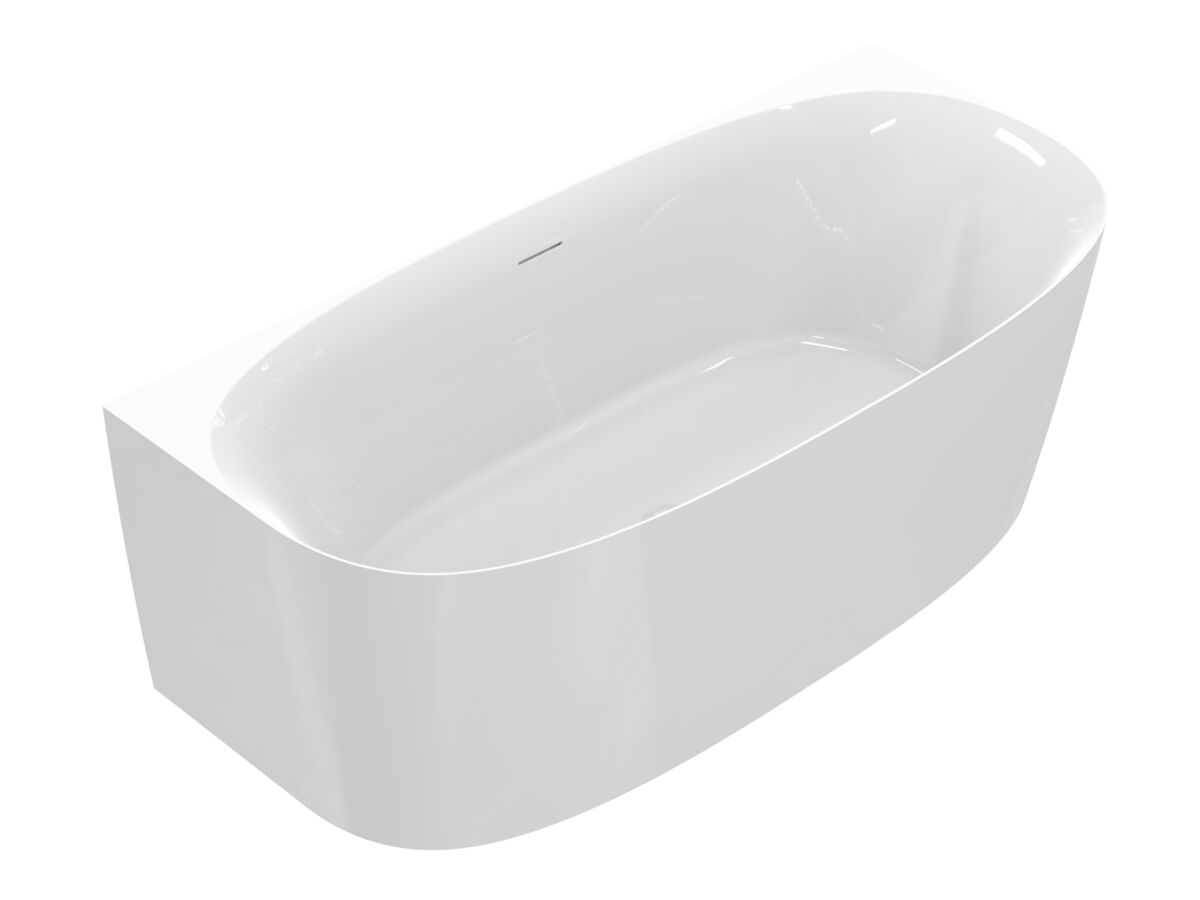 reece Kado Lux Back to Wall Bath 1700mm x 750mm x 580mm with Overflow Gloss White