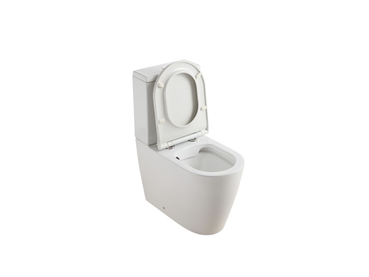 Reece Kado Lux Close Coupled Back To Wall Rimless Overheight Back Inlet Toilet Suite With Thin Soft Close Quick Release Seat White (4 Star)