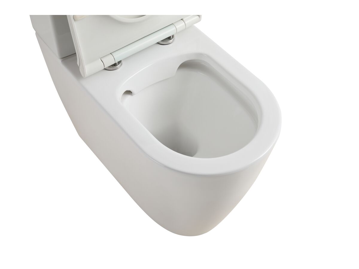 Reece Kado Lux Close Coupled Back To Wall Rimless Overheight Back Inlet Toilet Suite With Thin Soft Close Quick Release Seat White (4 Star)