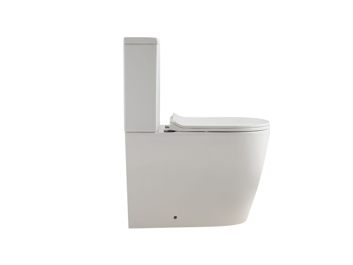 Reece Kado Lux Close Coupled Back To Wall Rimless Overheight Back Inlet Toilet Suite With Thin Soft Close Quick Release Seat White (4 Star)