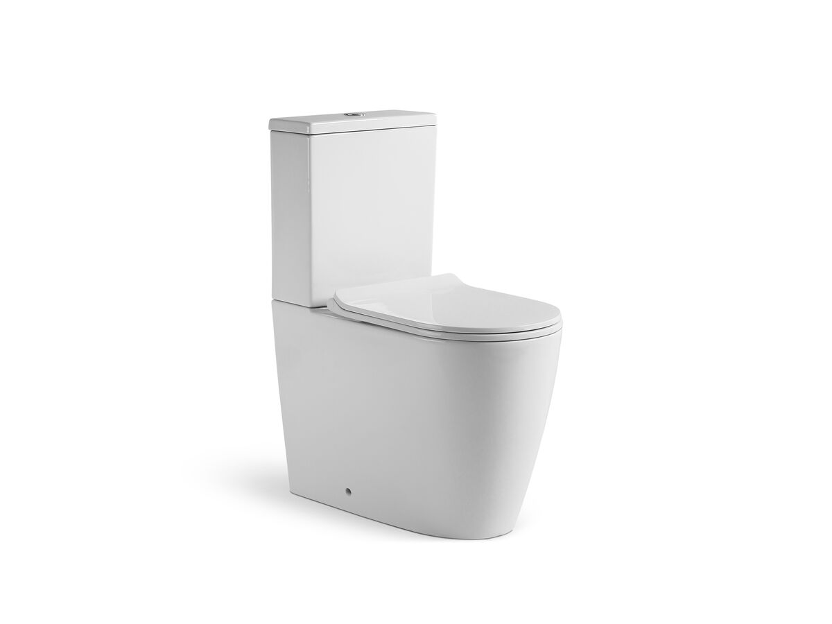 reece Kado Lux Close Coupled Back to Wall Rimless Overheight Back Inlet Toilet Suite with Thin Soft Close Quick Release Seat White (4 Star)