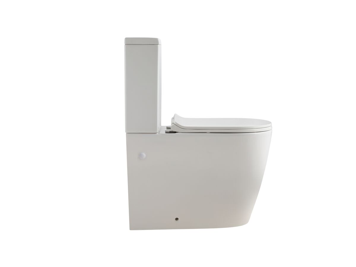 Reece Kado Lux Close Coupled Back To Wall Rimless Plus Overheight Bottom Inlet Toilet Suite With Thin Soft Close Quick Release Seat White (4 Star)