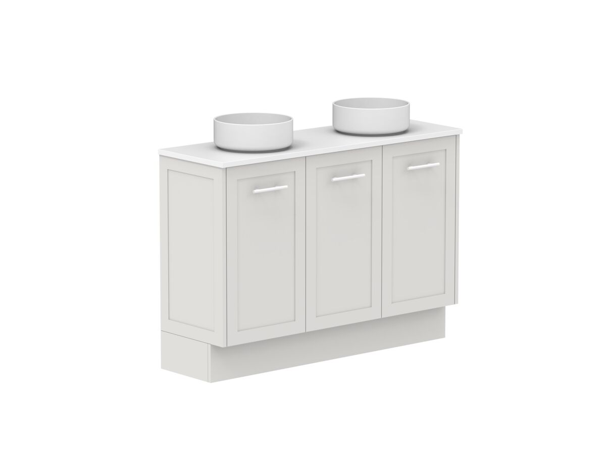 Reece Kado Lux Ensuite All Door 1200mm Floor Mounted Vanity Double Basin 20mm Caesarstone Mineral Top