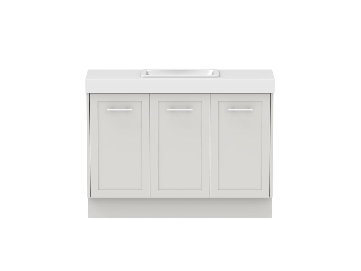 reece Kado Lux Ensuite All Door 1200mm Floor Mounted Vanity Centre Basin 90mm Caesarstone Mineral Top