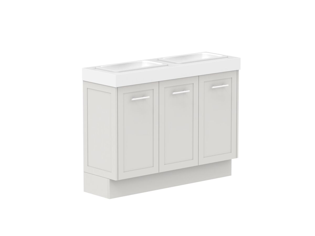 Reece Kado Lux Ensuite All Door 1200mm Floor Mounted Vanity Double Basin 90mm Cherry Pie Top