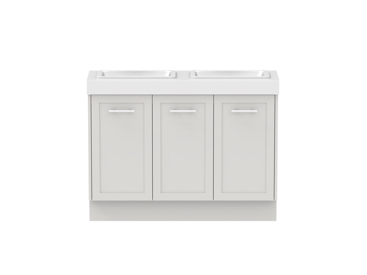 reece Kado Lux Ensuite All Door 1200mm Floor Mounted Vanity Double Basin 90mm Cherry Pie Top