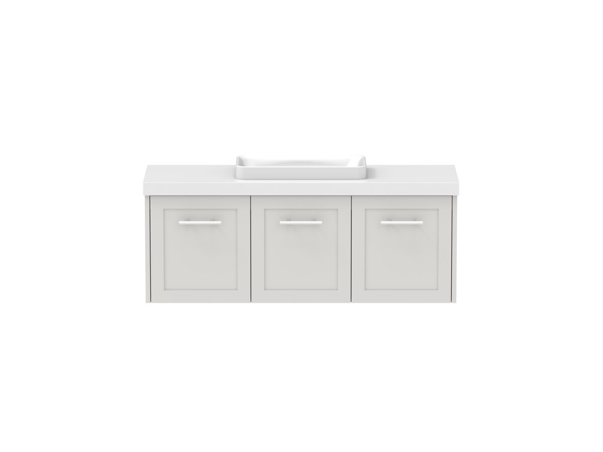 reece Kado Lux Ensuite All Door 1200mm Wall Hung Vanity Centre Basin 50mm Caesarstone Mineral Top