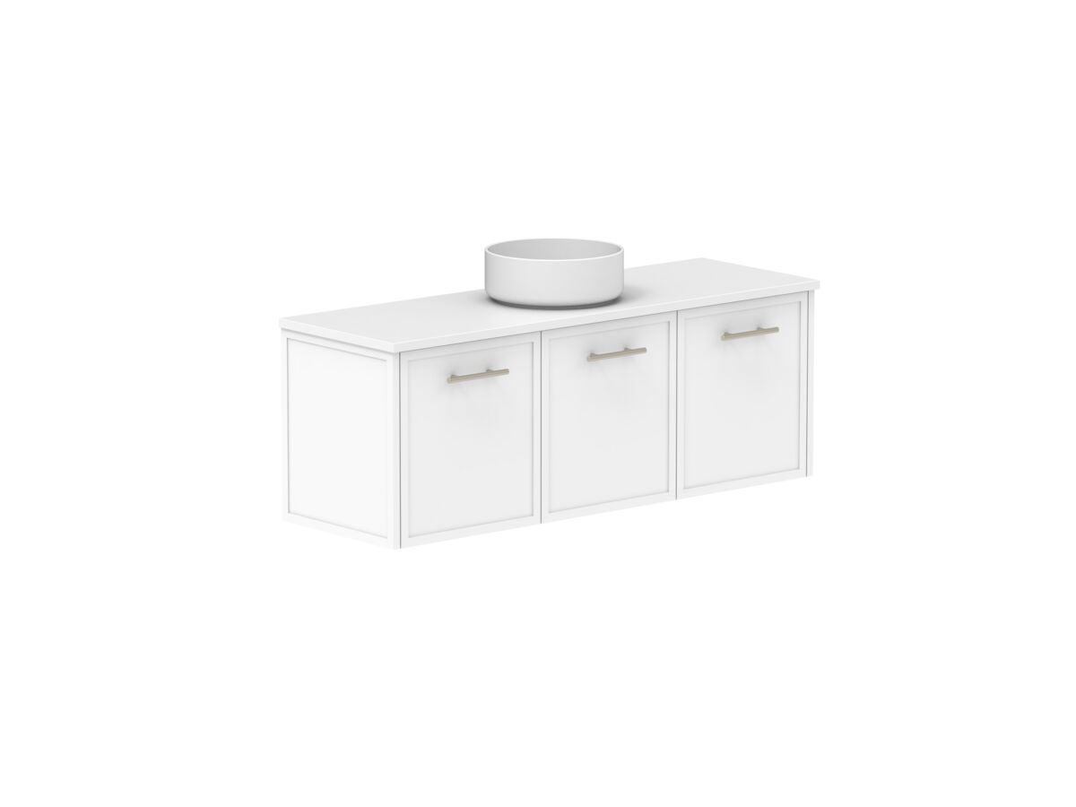 Reece Kado Lux Ensuite All Door 1200mm Wall Hung Vanity Centre Basin 20mm Caesarstone Mineral Top