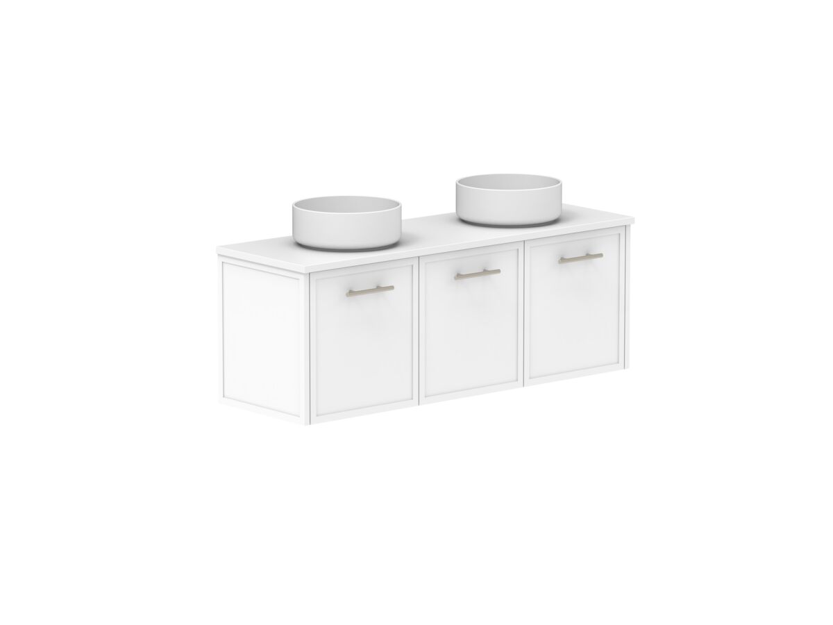 Reece Kado Lux Ensuite All Door 1200mm Wall Hung Vanity Double Basin 20mm Cherry Pie Top