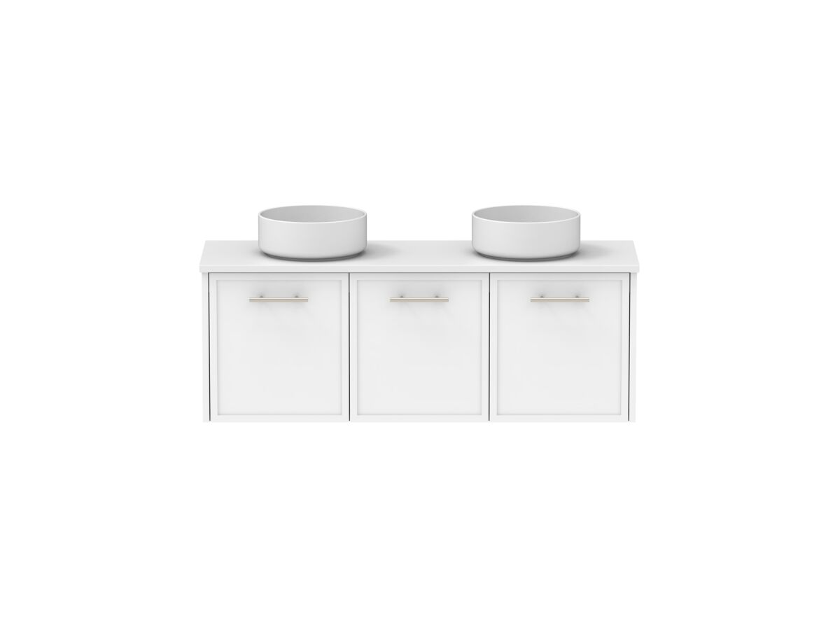 Reece Kado Lux Ensuite All Door 1200mm Wall Hung Vanity Double Basin 20mm Caesarstone Mineral Top