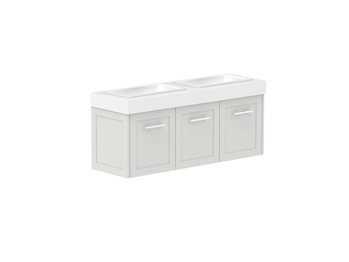 Reece Kado Lux Ensuite All Door 1200mm Wall Hung Vanity Double Basin 90mm Cherry Pie Top