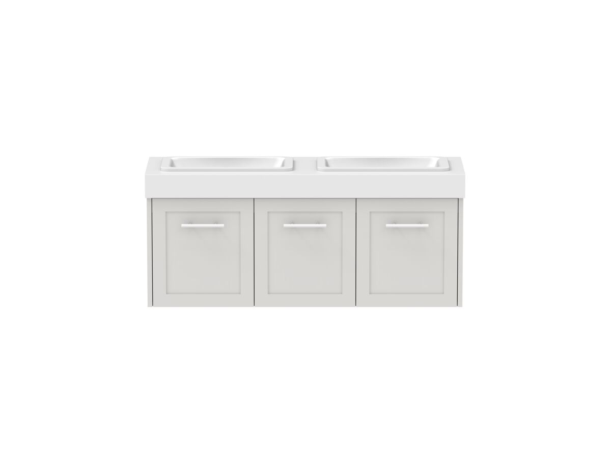 reece Kado Lux Ensuite All Door 1200mm Wall Hung Vanity Double Basin 90mm Cherry Pie Top