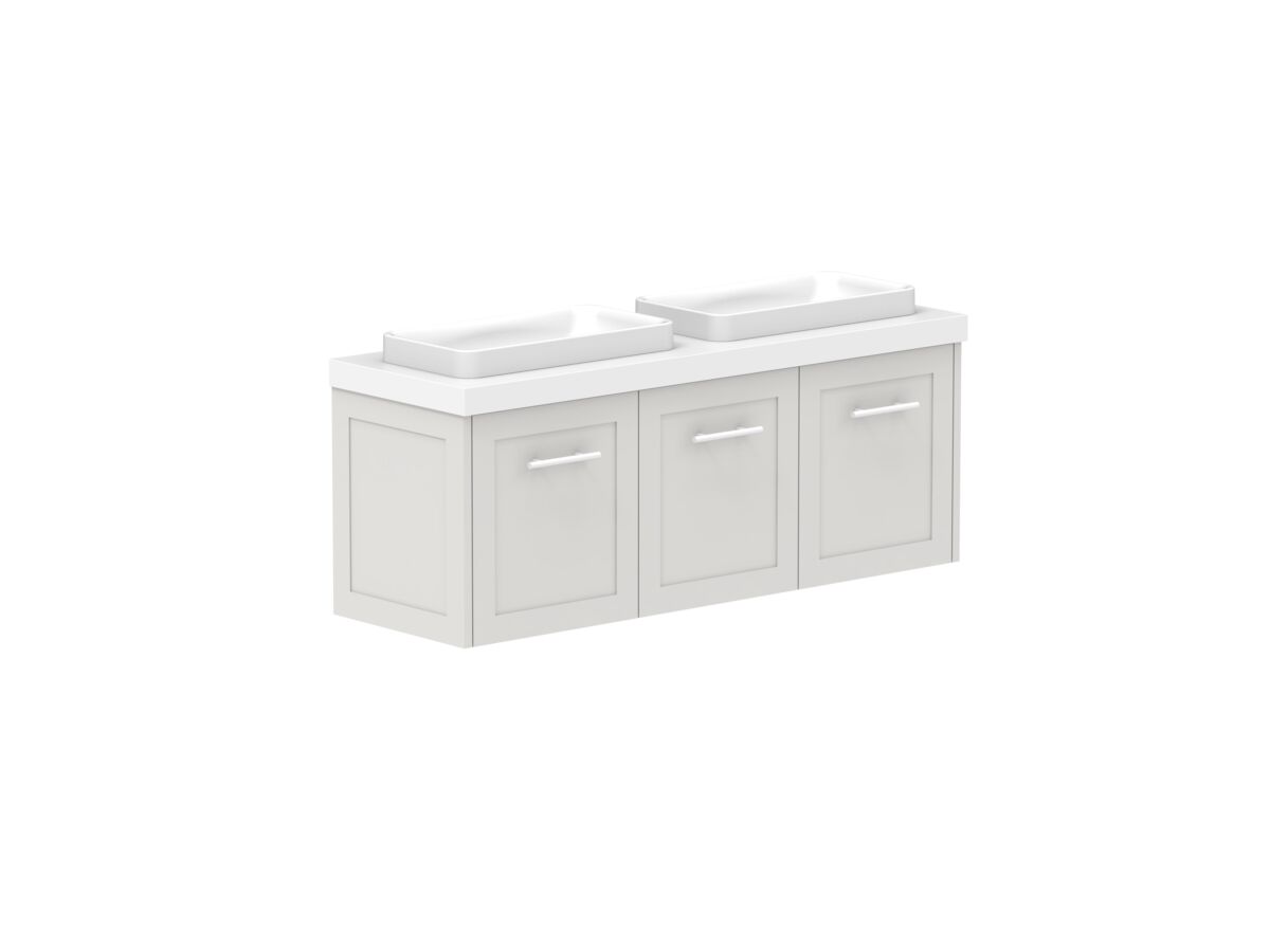 Reece Kado Lux Ensuite All Door 1200mm Wall Hung Vanity Double Basin 50mm Durasein Top