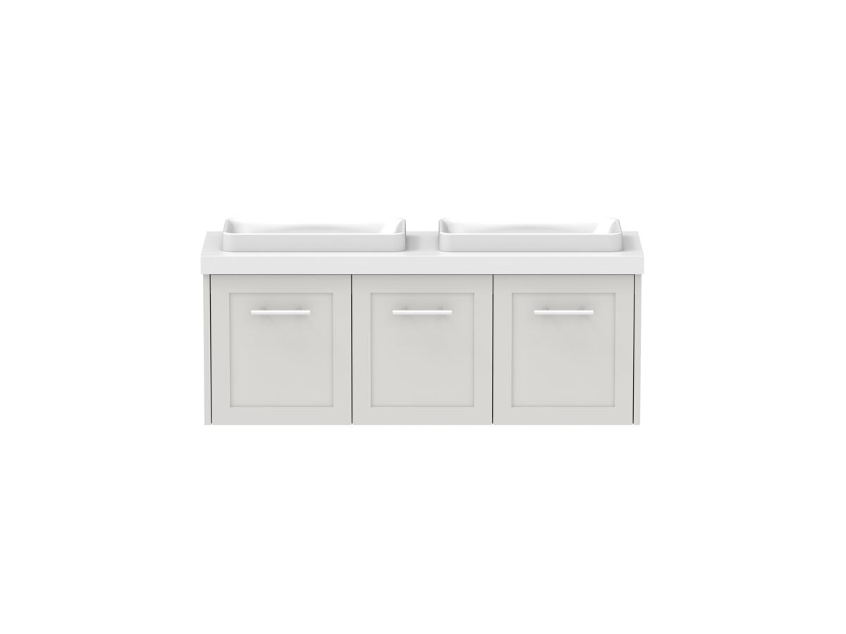 reece Kado Lux Ensuite All Door 1200mm Wall Hung Vanity Double Basin 50mm Durasein Top