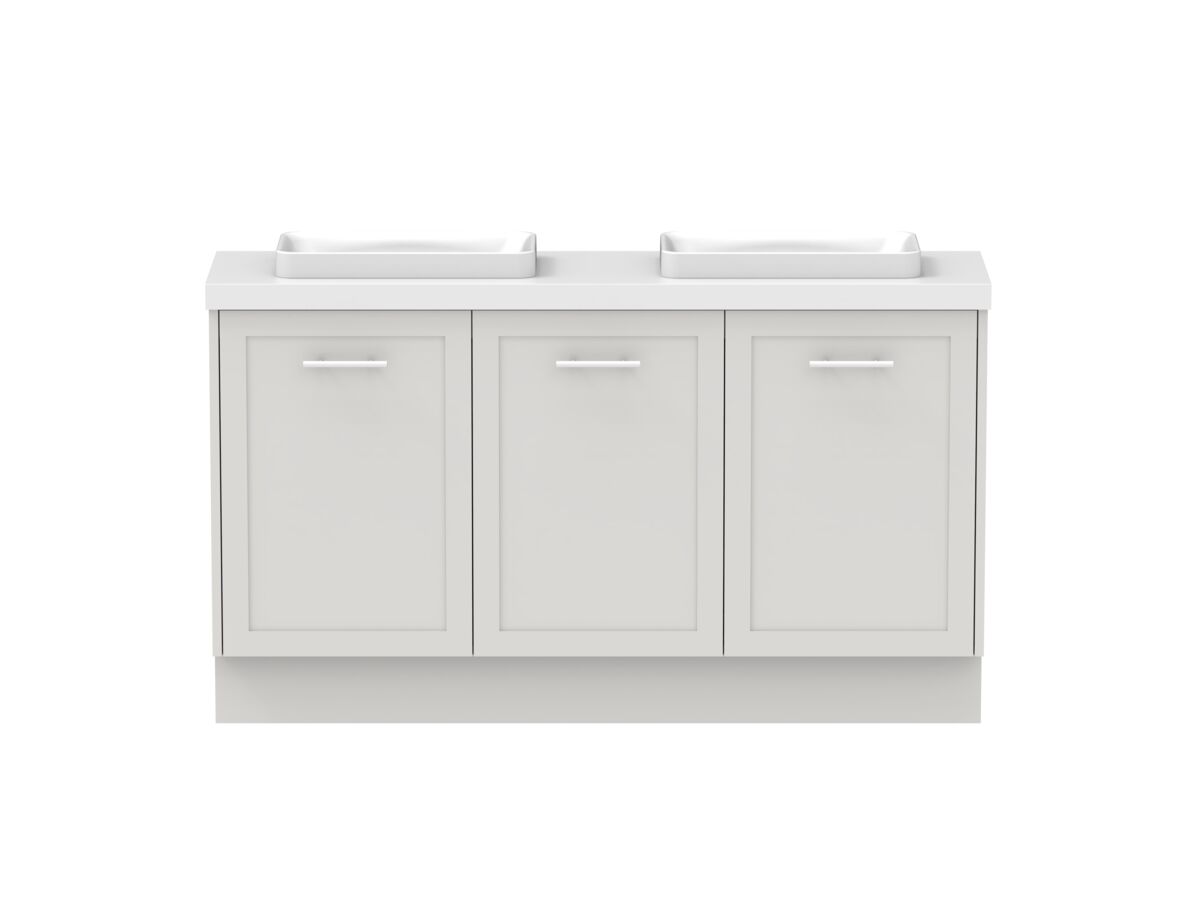 reece Kado Lux Ensuite All Door 1500mm Floor Mounted Vanity Double Basin 50mm Cherry Pie Top
