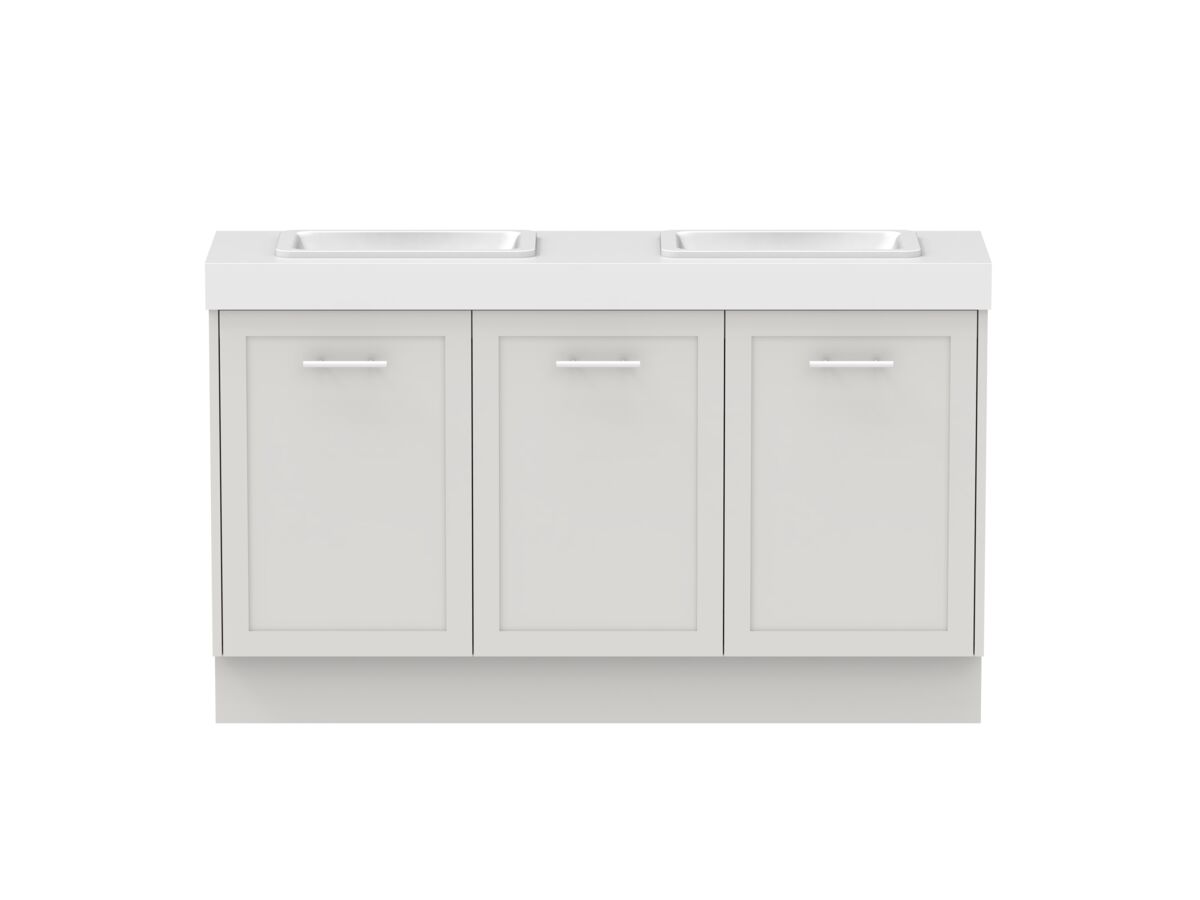 reece Kado Lux Ensuite All Door 1500mm Floor Mounted Vanity Double Basin 90mm Cherry Pie Top