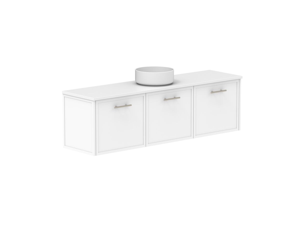 Reece Kado Lux Ensuite All Door 1500mm Wall Hung Vanity Centre Basin 20mm Caesarstone Mineral Top