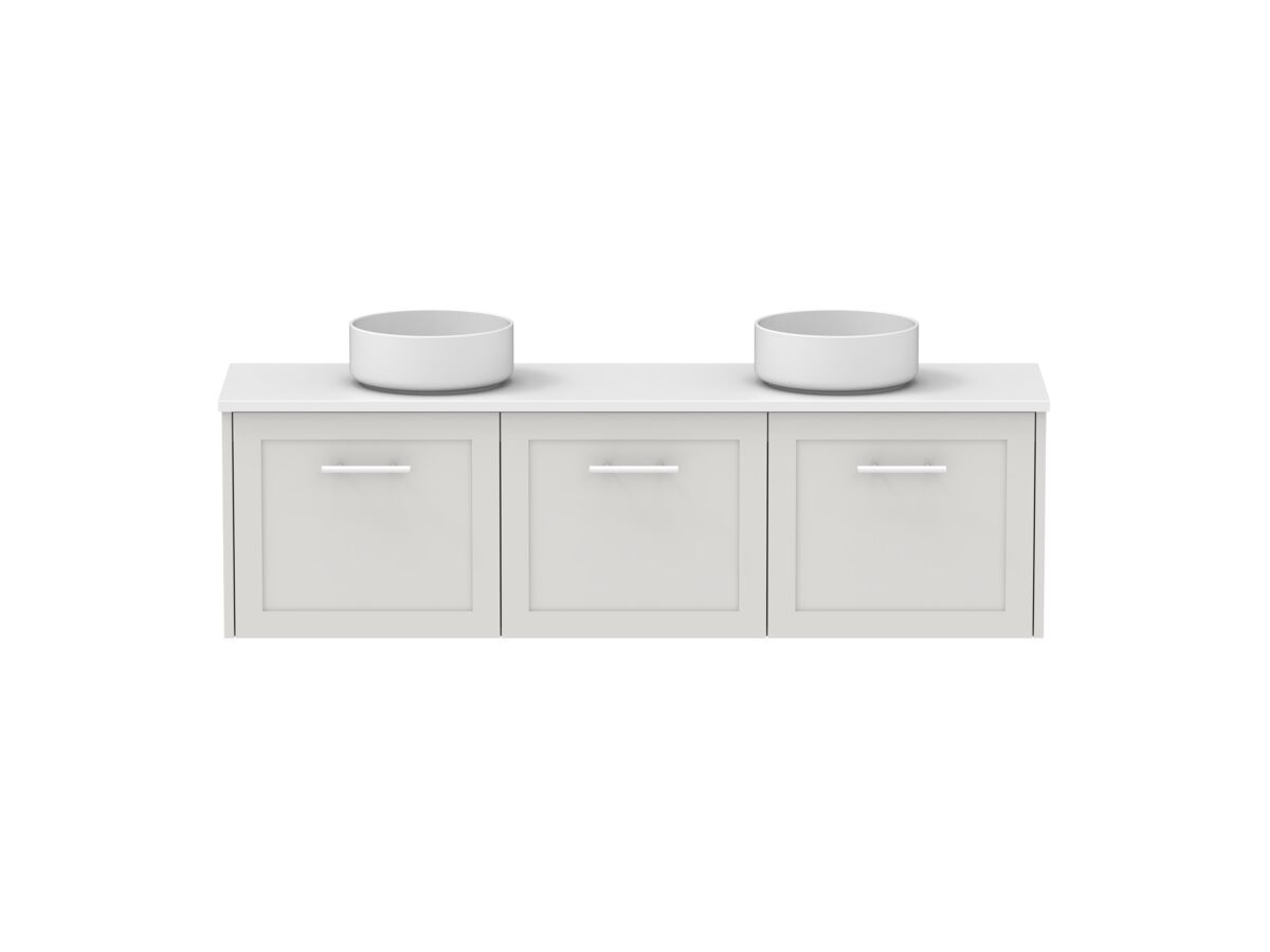 reece Kado Lux Ensuite All Door 1500mm Wall Hung Vanity Double Basin 20mm Cherry Pie Top