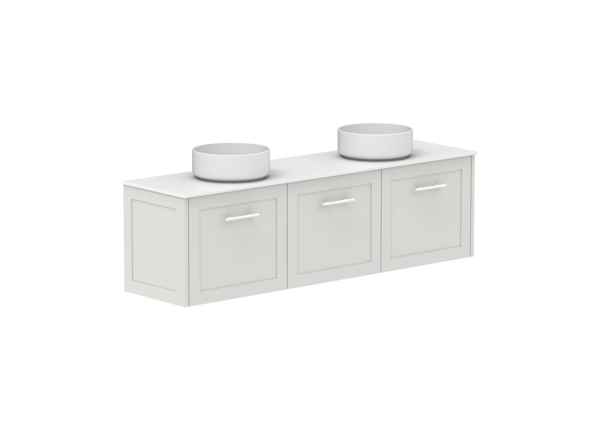 Reece Kado Lux Ensuite All Door 1500mm Wall Hung Vanity Double Basin 12mm Durasein Top