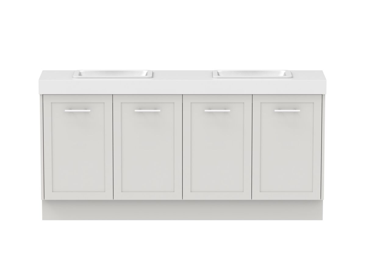 reece Kado Lux Ensuite All Door 1800mm Floor Mounted Vanity Double Basin 90mm Caesarstone Mineral Top