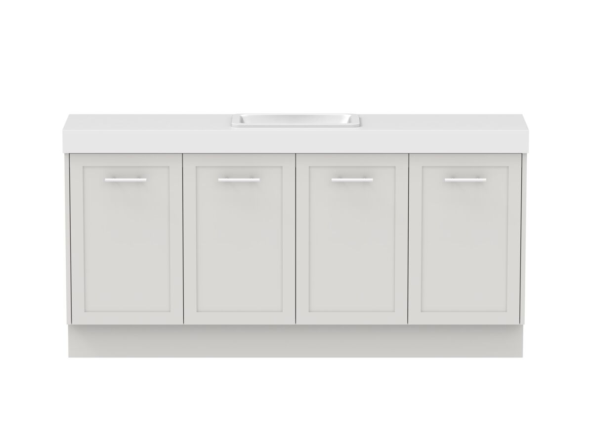 reece Kado Lux Ensuite All Door 1800mm Floor Mounted Vanity Centre Basin 90mm Caesarstone Mineral Top
