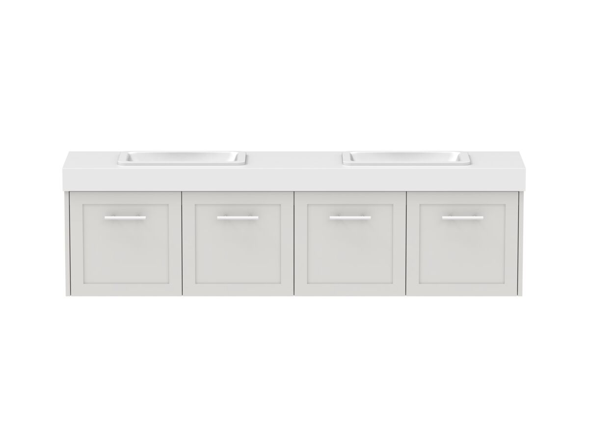 reece Kado Lux Ensuite All Door 1800mm Wall Hung Vanity Double Basin 90mm Cherry Pie Top