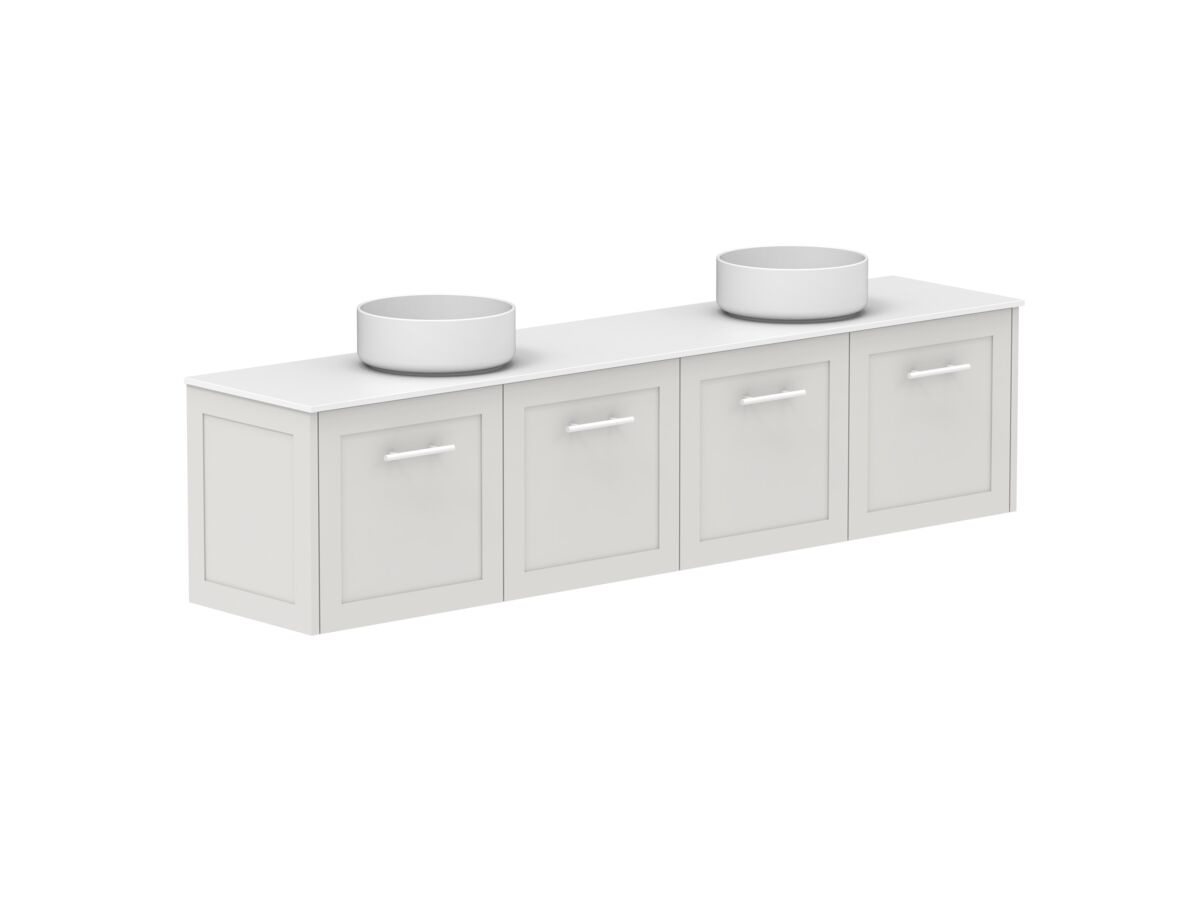 Reece Kado Lux Ensuite All Door 1800mm Wall Hung Vanity Double Basin 12mm Durasein Top