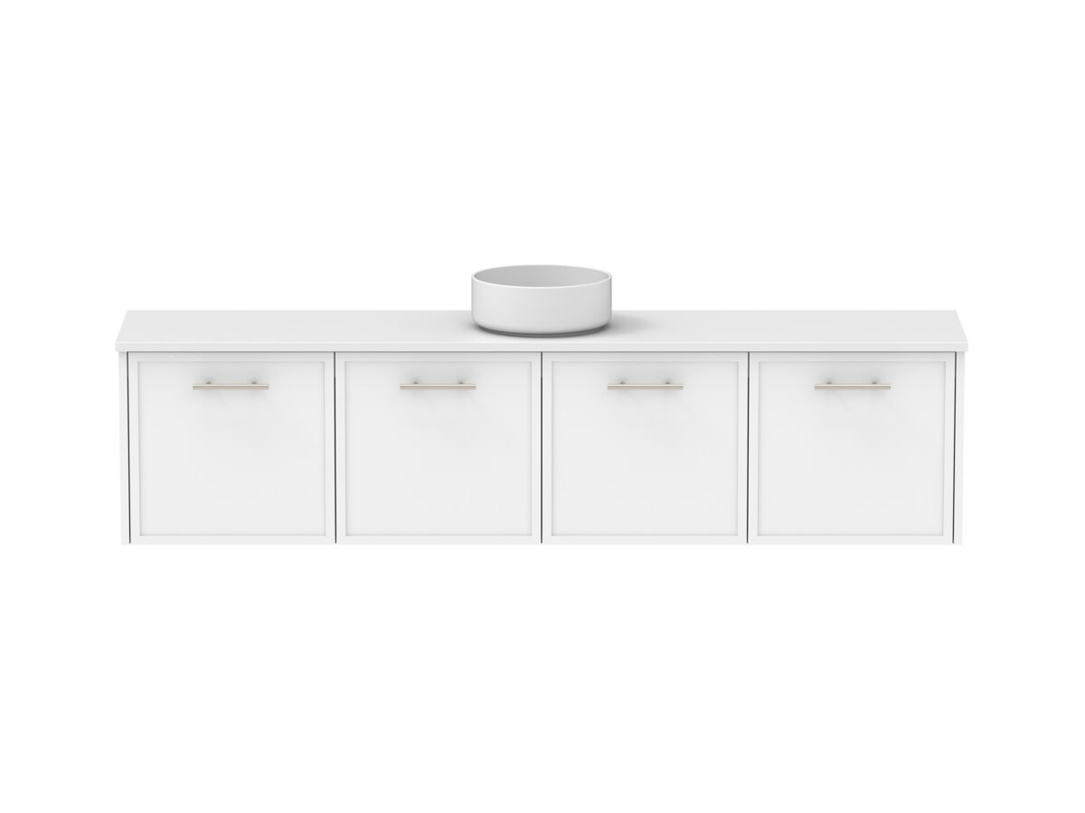 Reece Kado Lux Ensuite All Door 1800mm Wall Hung Vanity Centre Basin 20mm Caesarstone Mineral Top