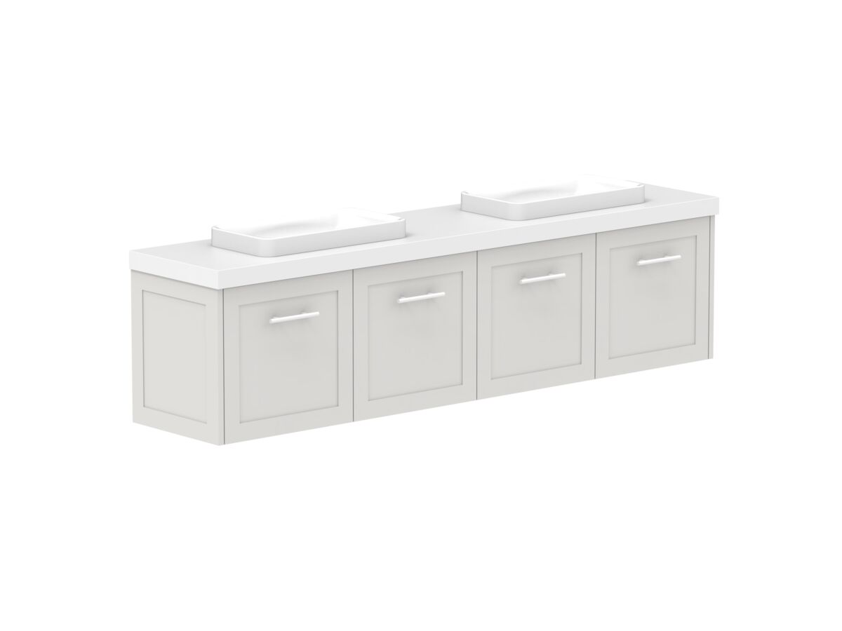 Reece Kado Lux Ensuite All Door 1800mm Wall Hung Vanity Double Basin 50mm Cherry Pie Top