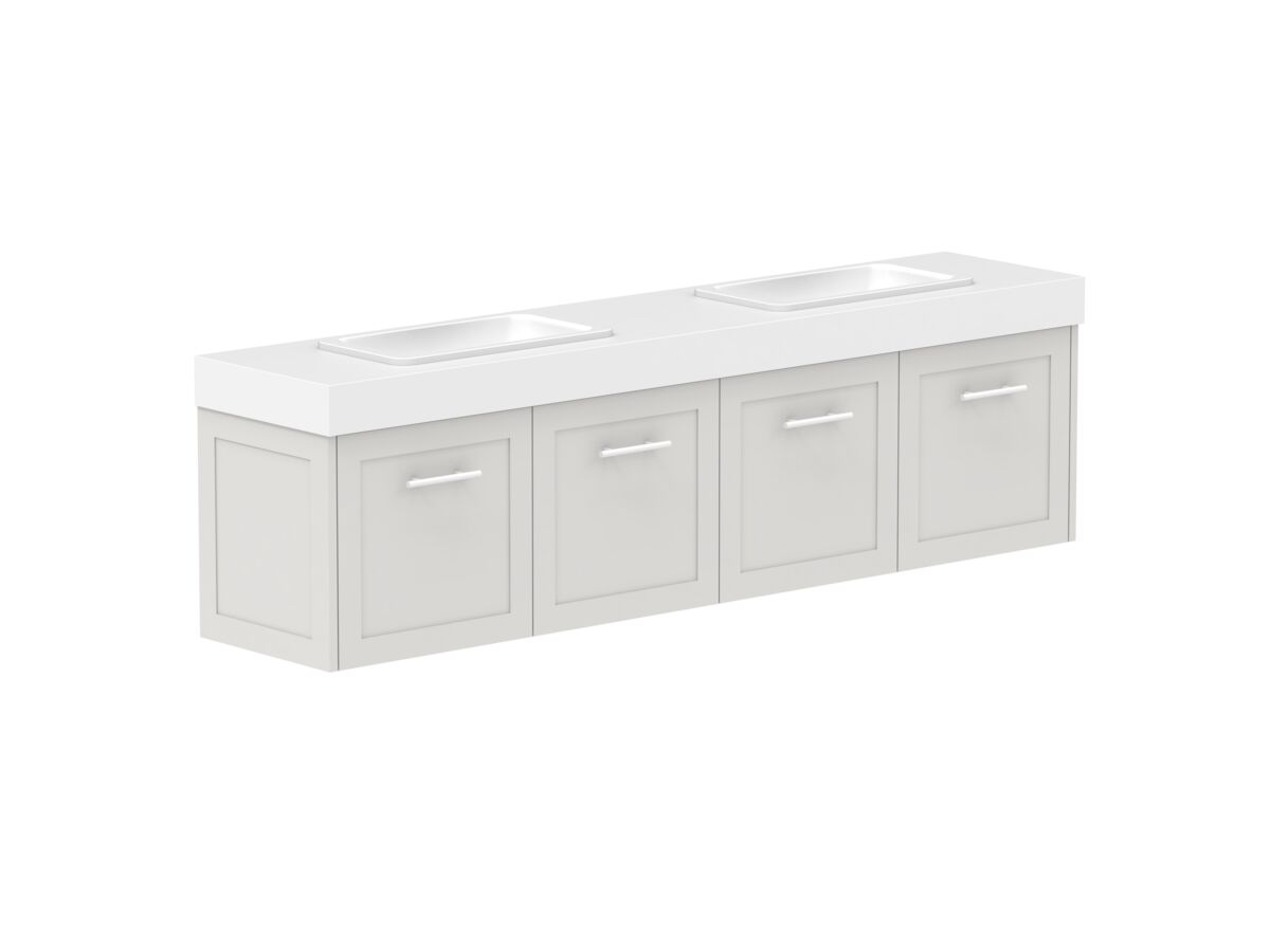 Reece Kado Lux Ensuite All Door 1800mm Wall Hung Vanity Double Basin 90mm Cherry Pie Top