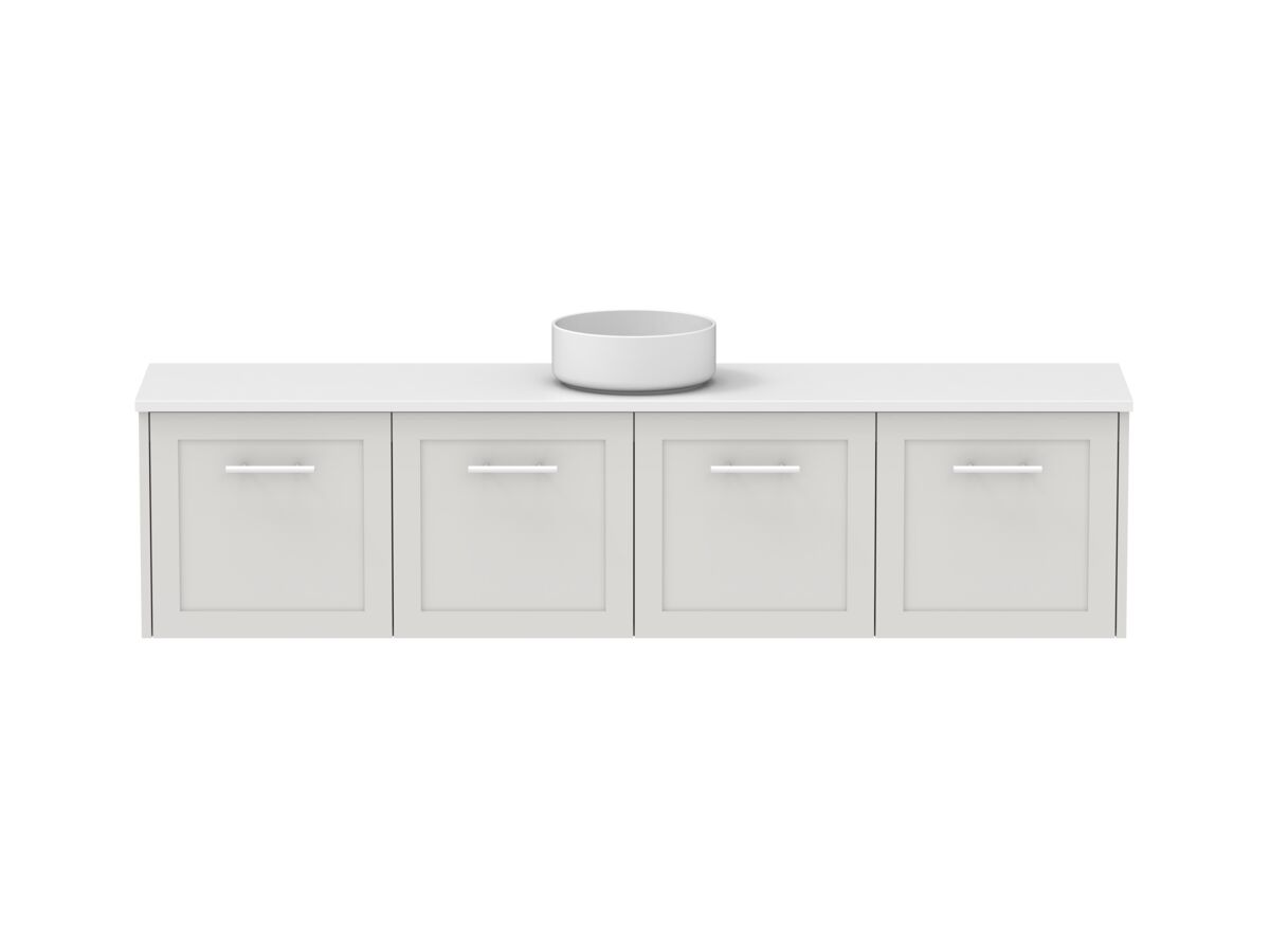 reece Kado Lux Ensuite All Door 1800mm Wall Hung Vanity Centre Basin 20mm Caesarstone Mineral Top