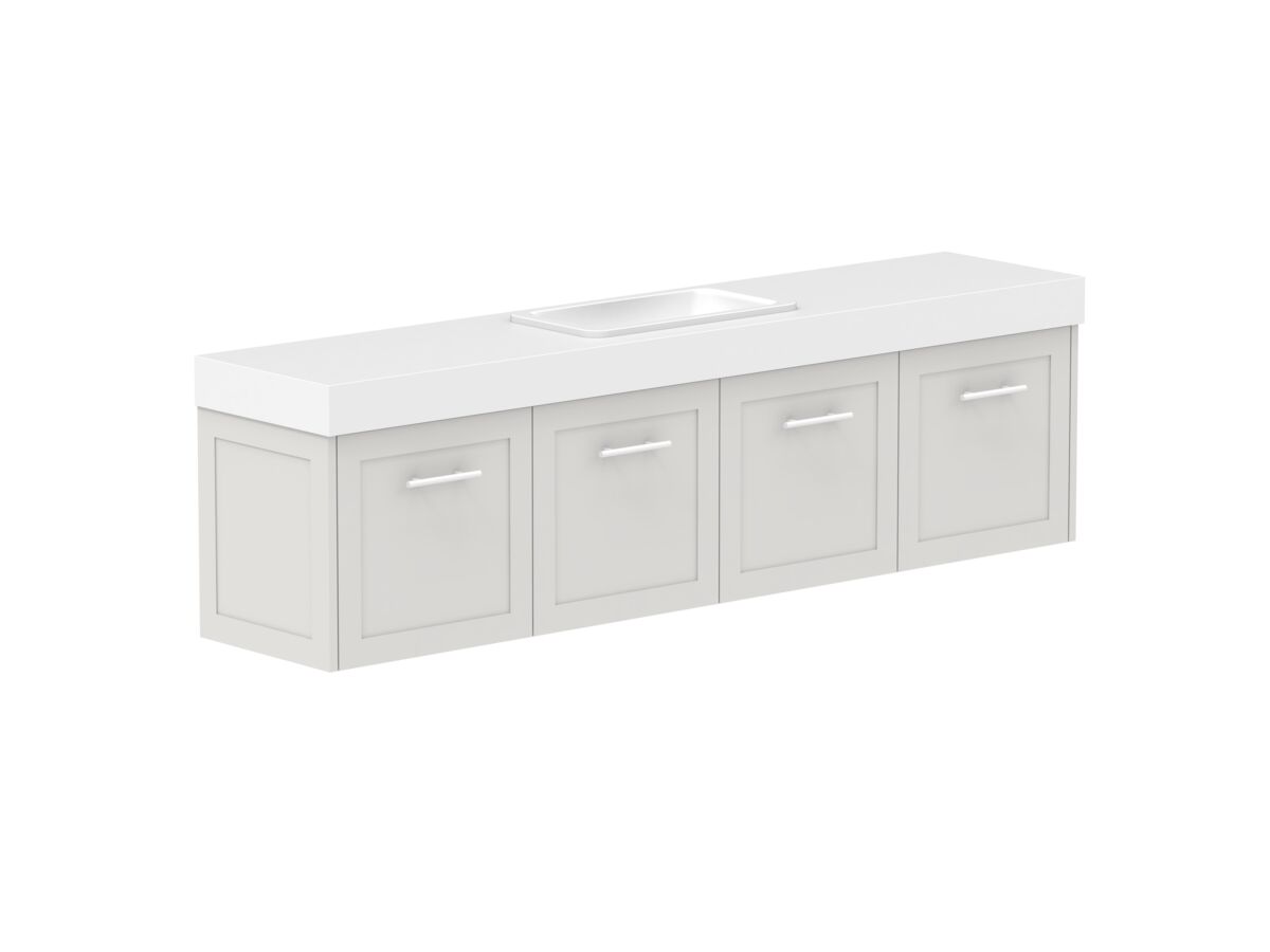 Reece Kado Lux Ensuite All Door 1800mm Wall Hung Vanity Centre Basin 90mm Durasein Top