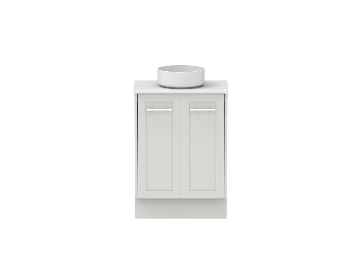 reece Kado Lux Ensuite All Door 600mm Floor Mounted Vanity Centre Basin 20mm Caesarstone Mineral Top