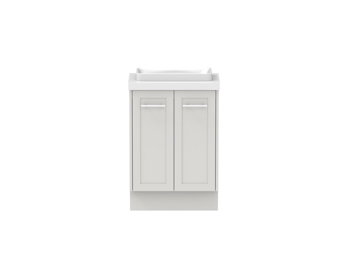 reece Kado Lux Ensuite All Door 600mm Floor Mounted Vanity Centre Basin 50mm Durasein Top